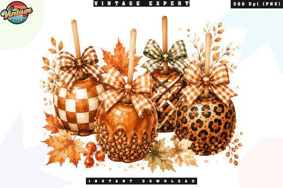 Download Autumn Caramel Apple Watercolor PNG - Png Collection