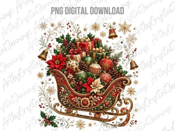 Download Vintage Holiday Christmas Sleigh PNG - Vintage Collection