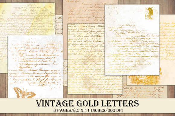Download Printable Vintage Style Gold Letters - Vintage Collection