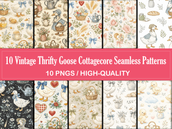 Download 10 Vintage Goose Cottagecore Patterns - Vintage Collection