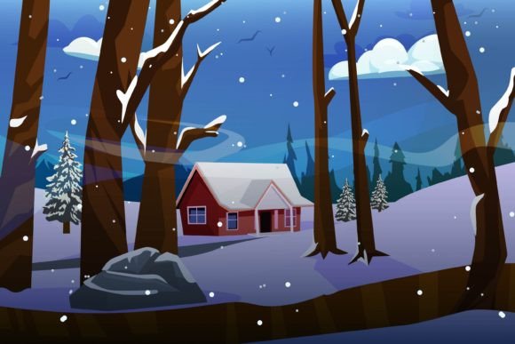Download Winter Scene Flat Design Illustration - Premium Resources