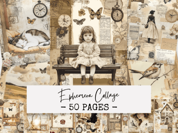 Download Vintage Ephemera Collage Pages - Vintage Collection