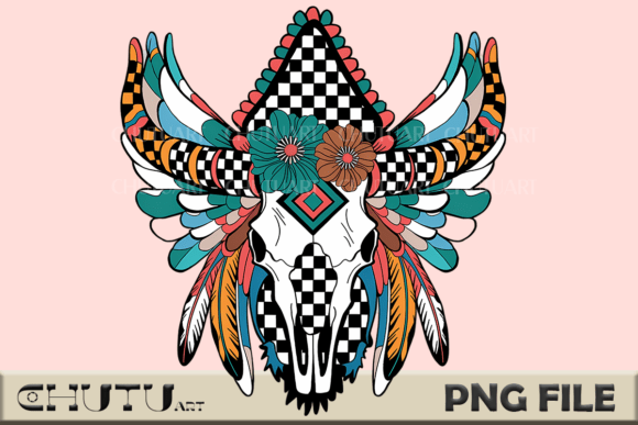 Download Tribal Buffalo Skull with Feathers PNG - Png Collection