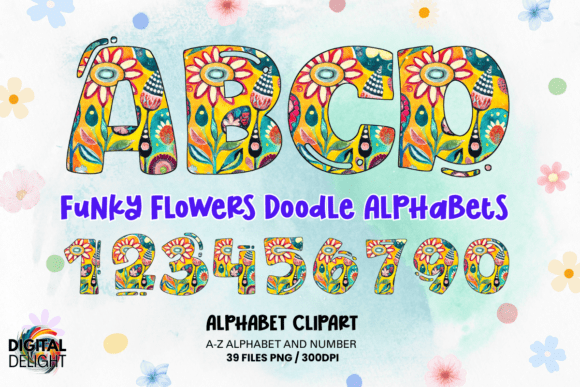 Download Funky Flowers Doodle Alphabets PNG - Png Collection