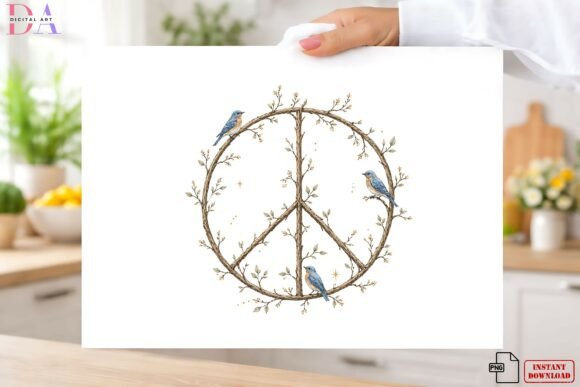 Download Rustic Peace Sign Boho Bluebird Png - Png Collection
