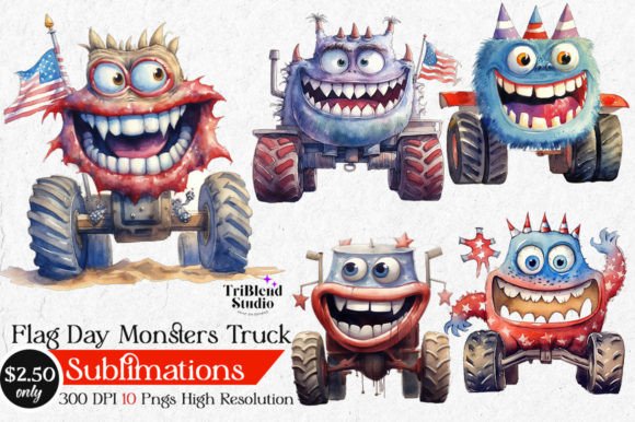 Download Flag Day Monsters Truck Sublimations - Sublimations Collection