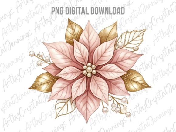 Download Pink and Gold Poinsettia Clipart PNG - Png Collection