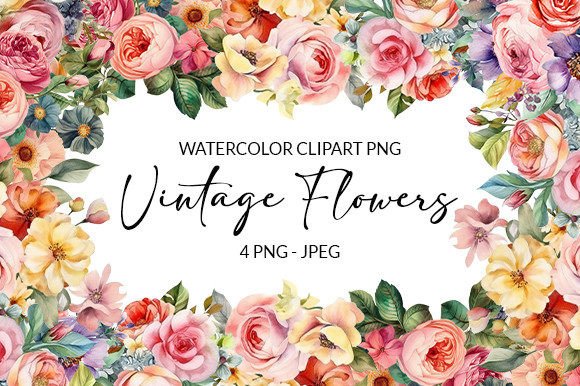 Download Vintage Watercolor Flowers - Vintage Collection