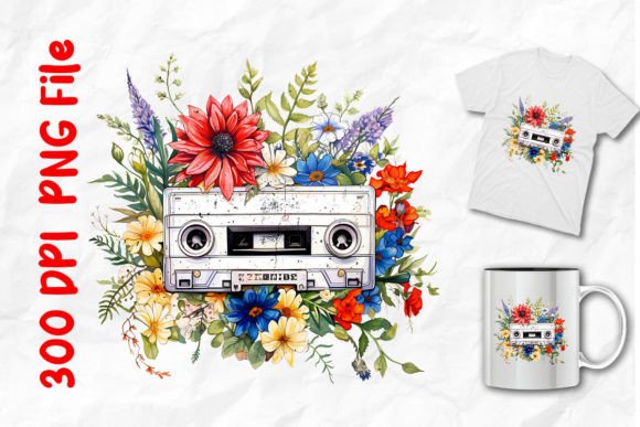 Download Vintage Cassette Tape with Wild Flowers - Vintage Collection