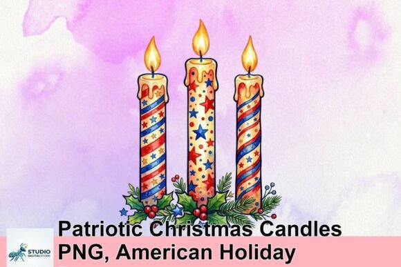Download Patriotic Christmas Candles PNG, American Holiday Decor - Png Collection