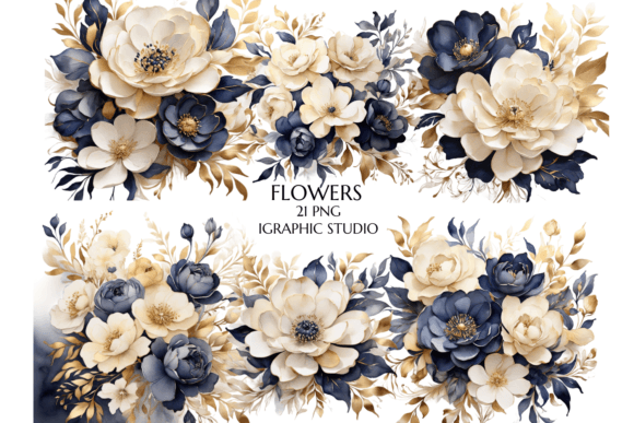 Download Blue and Gold Flowers PNG, - Png Collection