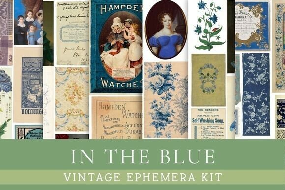 Download In the Blue Vintage Ephemera Kit - Vintage Collection
