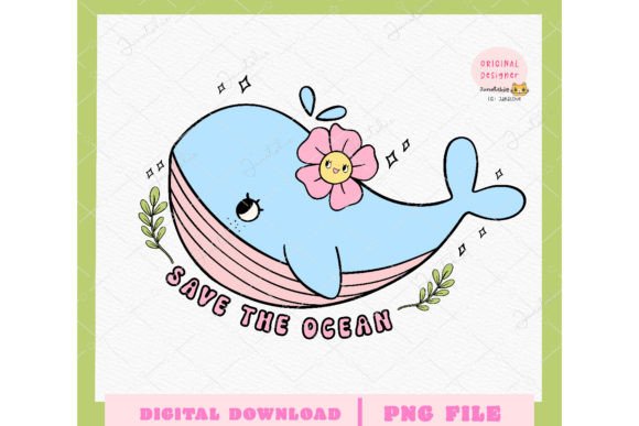 Download Retro Earth Day Cute Whale Character PNG - Png Collection
