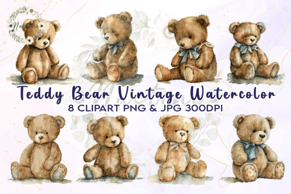 Download Teddy Bear Vintage Watercolor Clipart - Vintage Collection