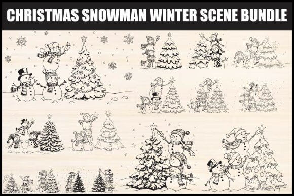 Download Christmas Snowman Winter Scene Bundle - Winter scene Collection