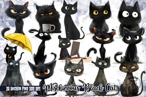 Download Mischievous Black Cat Clipart PNG - Png Collection