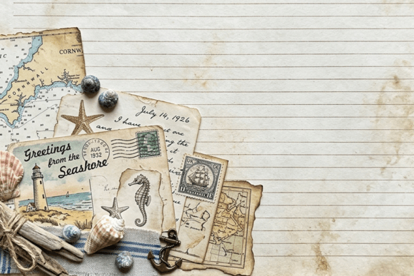 Download Vintage Sewing Floral Notes Journal Page - Vintage Collection