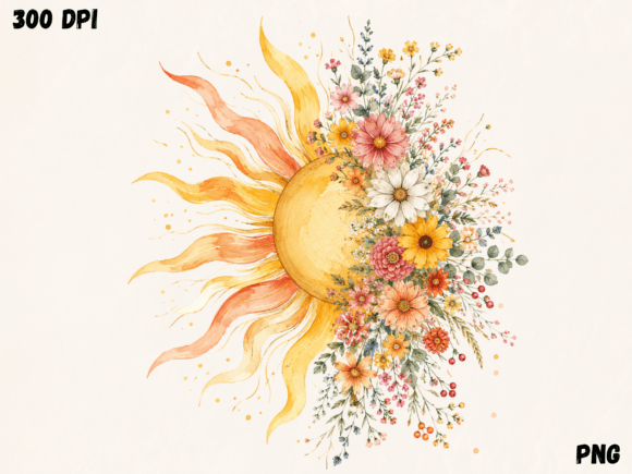 Download Floral Sunshine Watercolor PNG, Summer S - Png Collection