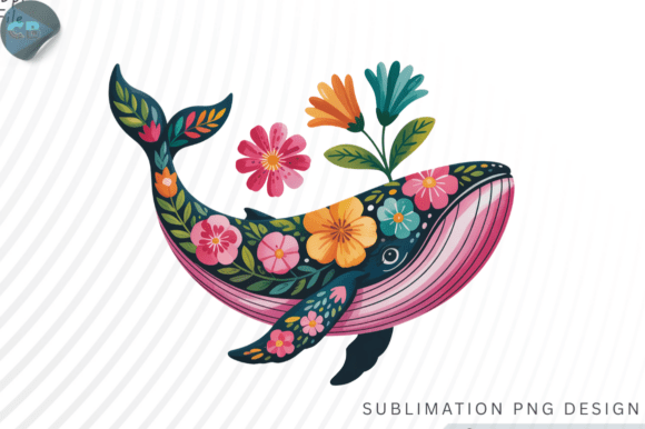 Download Floral Whale PNG Design - Png Collection