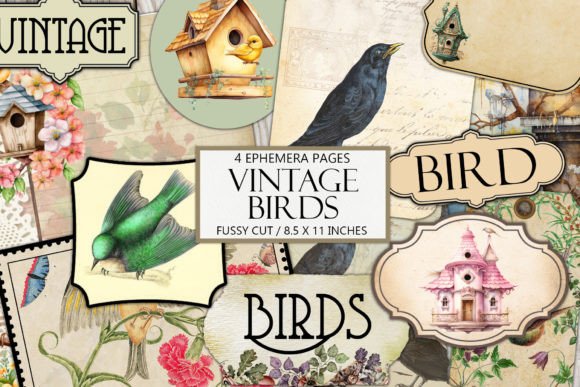 Download Vintage Birds Ephemera Kit - Vintage Collection