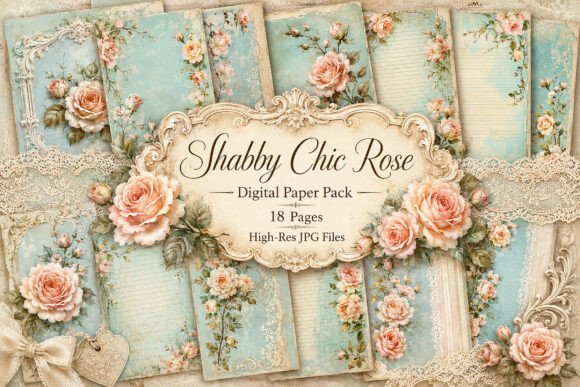 Download Vintage Floral Shabby Chic Rose Paper - Vintage Collection