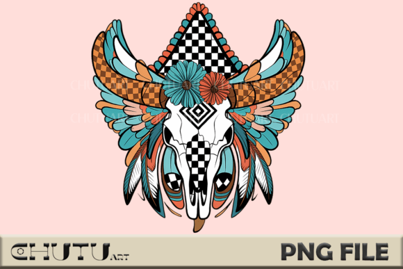 Download Tribal Buffalo Skull with Feathers PNG - Png Collection