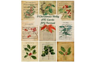 Download 9 Vintage Holly Ephemera Cards - Vintage Collection