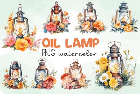 Download Oil Lamp with Flowers PNG - Png Collection