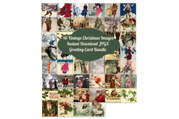 Download 46 Vintage Christmas Card Bundle Art - Vintage Collection