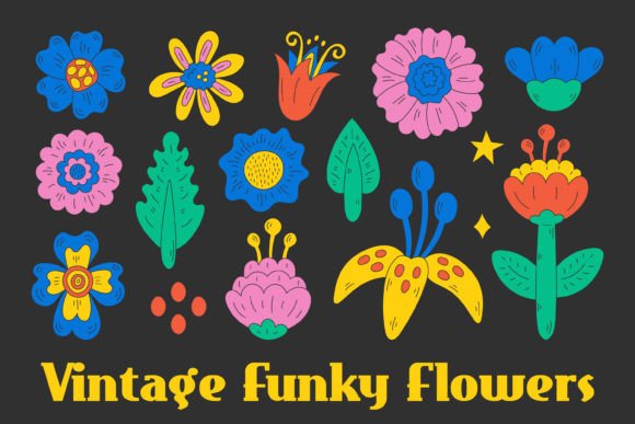 Download Vintage Funky Flowers Summer PNG Clipart - Vintage Collection