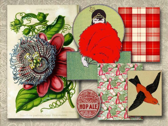 Download Red Vintage Ephemera Embellishments - Vintage Collection