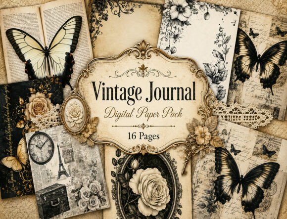 Download Vintage Botanical Junk Journal Pages - Vintage Collection