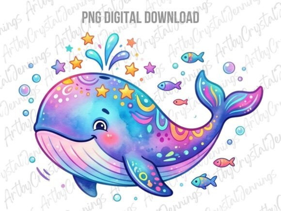 Download Cute Watercolor Whale PNG - Png Collection
