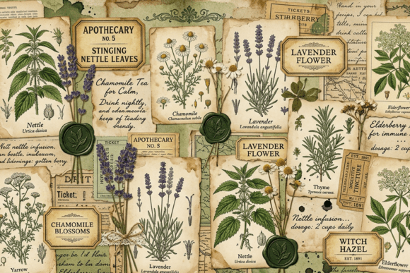 Download Vintage Garden Labels Junk Journal Page - Vintage Collection