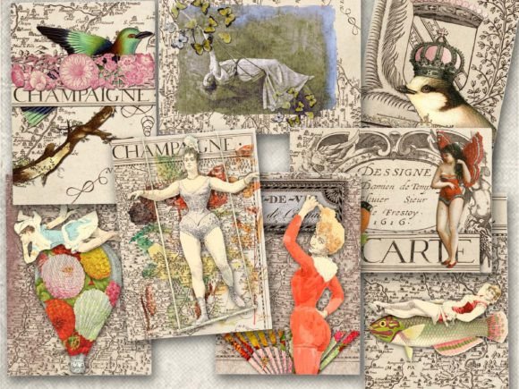Download Vintage French Ephemera Collage Sheet - Vintage Collection