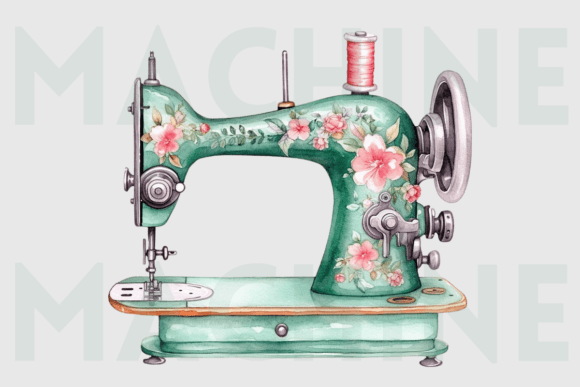 Download Watercolor Sewing Machine Clipart PNG - Png Collection