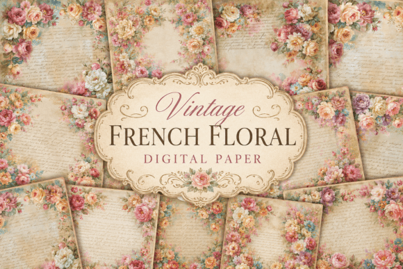 Download Vintage French Floral Digital Paper - Vintage Collection
