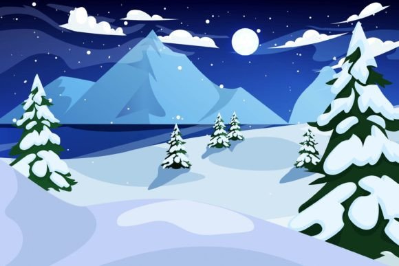 Download Winter Scene Flat Design Illustration - Premium Bundle