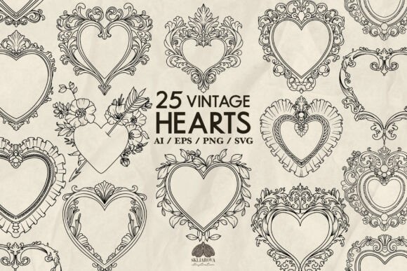 Download Vintage Hearts Svg Bundle - Vintage Collection