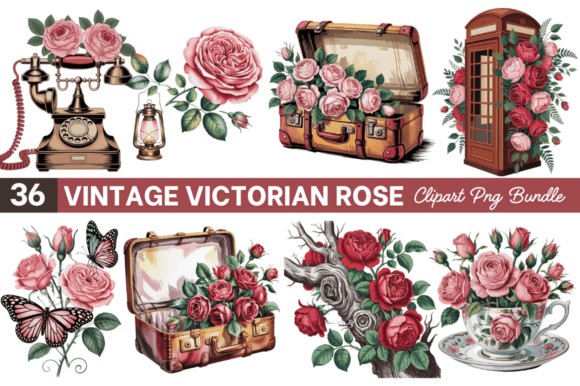 Download Vintage Victorian Rose Clipart Bundle - Vintage Collection