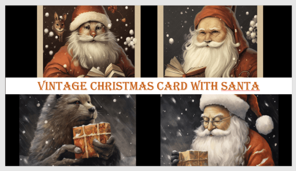 Download Vintage Christmas Card with Santa - Vintage Collection