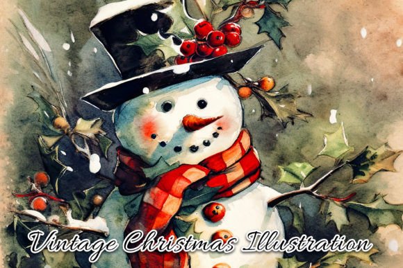 Download Vintage Christmas Card Illustration V - Vintage Collection