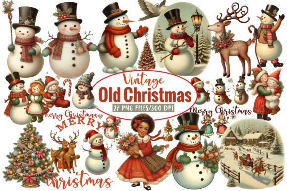 Download Vintage Old Christmas Clipart Bundle - Vintage Collection